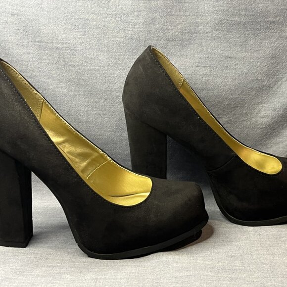 Mossimo Vintage Faux Suede Hidden Platform Pumps Black Size 7 VGUC - Picture 5 of 9